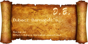 Dubecz Barnabás névjegykártya
